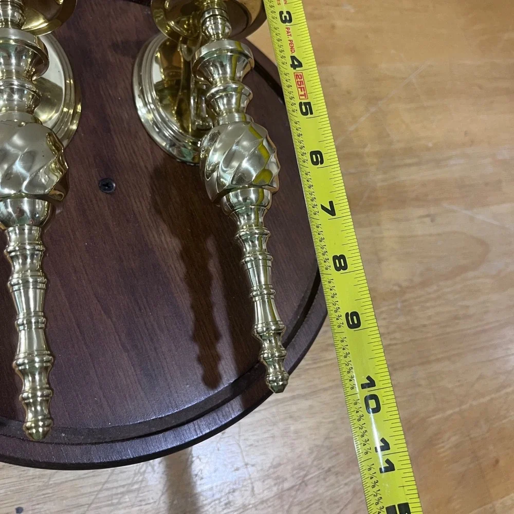 Vtg Brass Wall Sconce Candle Holder Pair Spindle Swirl Regency Colonial Gold 10